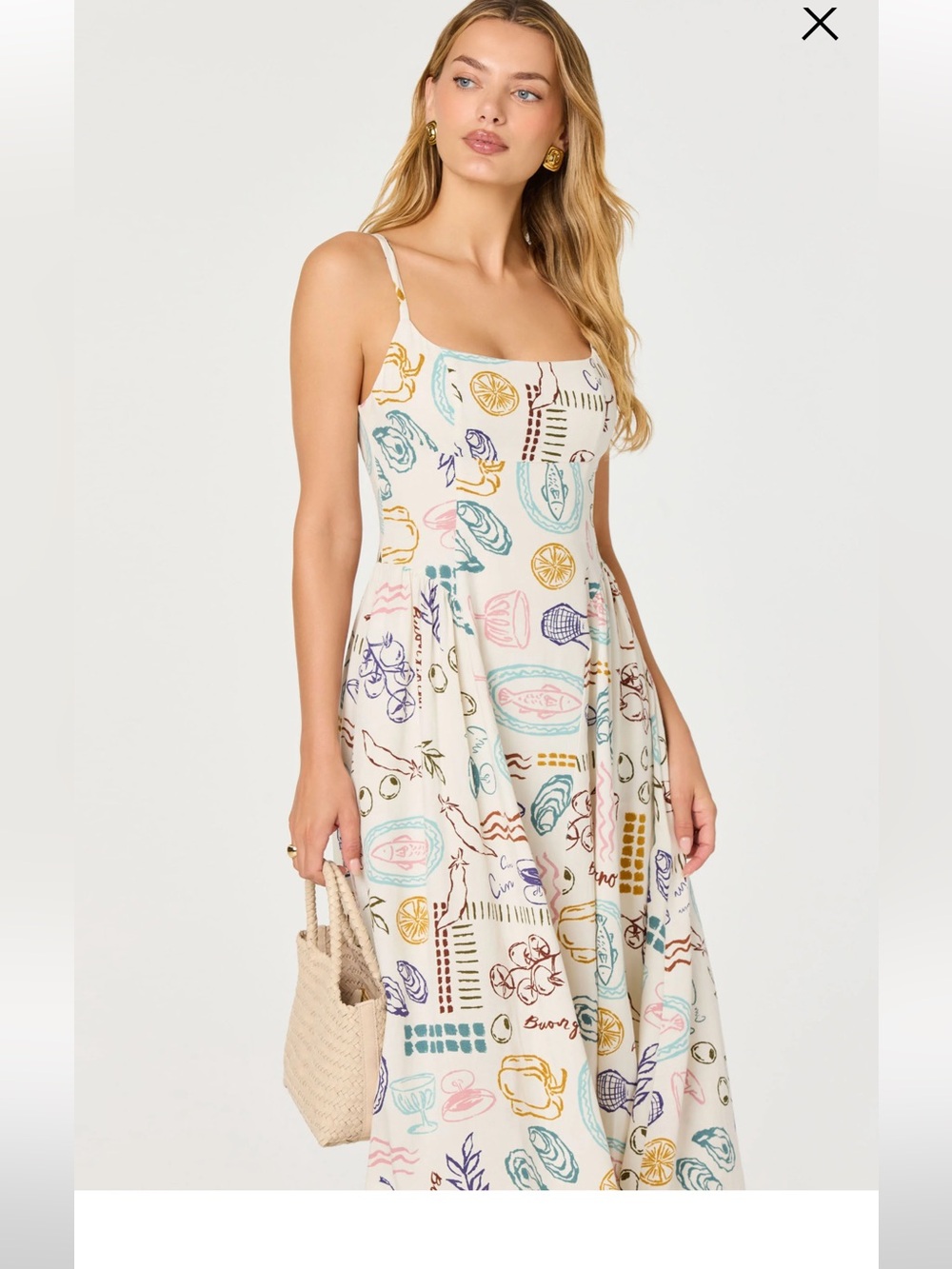 Ansley Novelty Print Linen Midi Dress NWT (Originally $168) - Picture 4 of 5